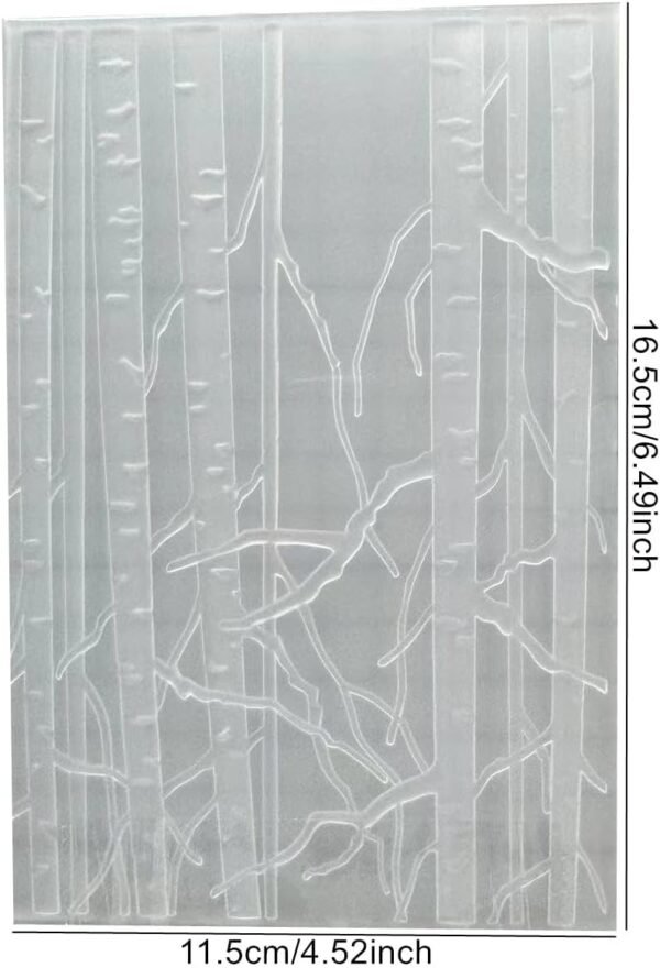 3D Woodland Embossing Folders for Card Making, Birch Tree Background Texture Embossing Folder Template for DIY Paper Crafts Scrapbooking Polymer Clay Decoration