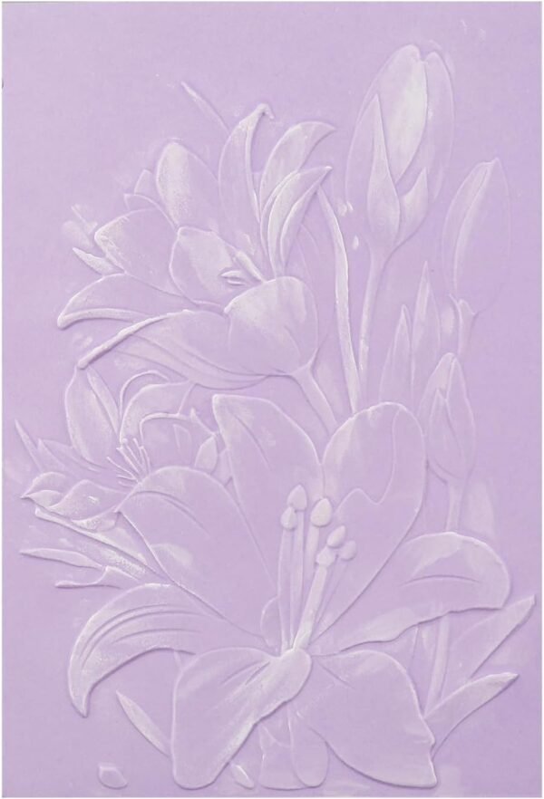 3D Embossing Folder for Card Making,Lily Flowers Clear Plastic Texture Fades Embossing Folder Template for Scrapbooking and Other Paper Craft Album Stamps DIY Decoration