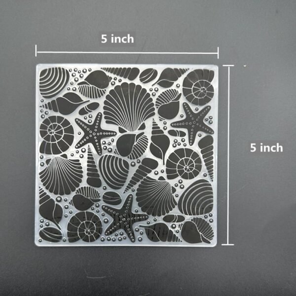 3D Plastic Embossing Folder Template Sea Star Shell Texture 5x5 Inch for Card Making DIY Scrapbooking Paper Crafting Handmade Crafts Scrapbooking Arts Supplies Scrapbook Decor