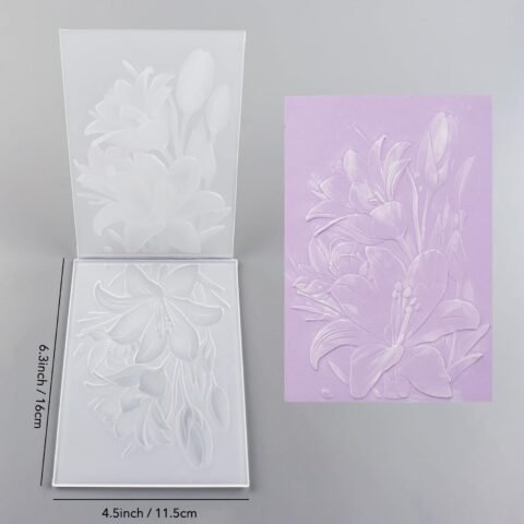 3D Embossing Folder for Card Making,Lily Flowers Clear Plastic Texture Fades Embossing Folder Template for Scrapbooking and Other Paper Craft Album Stamps DIY Decoration
