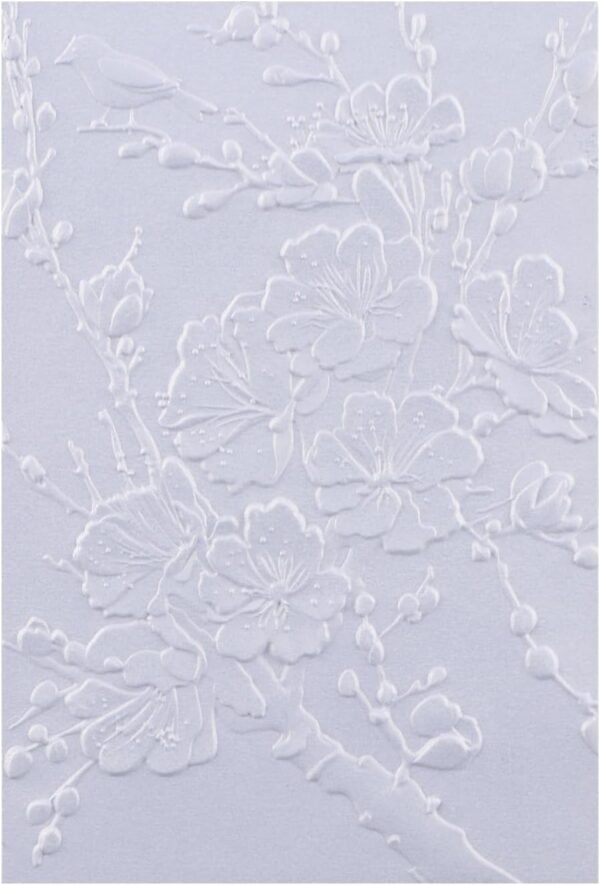 3D Embossing Folder for Card Making,Cherry Plum Blossom Clear Plastic Texture Fades Embossing Folder Template for Scrapbooking and Other Paper Craft Album Stamps DIY Decoration