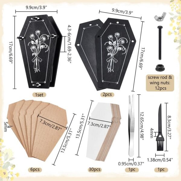 Coffin Flower Press Set, Wood Flower Pressing Kit 6 Layers Plant Preservation Kit DIY Drying Art Dried Floral Art Beginner Bundle, 6.7x3.9 Inch