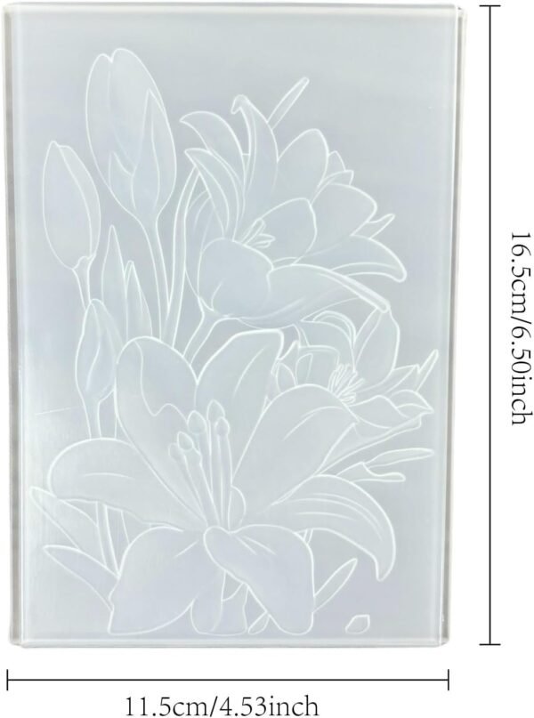 3D Lily Flowers Embossing Folders for Card Making, 3 d Floral Texture Embossing Folder Template for DIY Paper Crafting Scrapbooking Polymer Clay Decoration