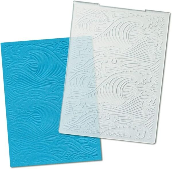 Summer Sea Wave Plastic Embossing Folders for Card Making Retro Ocean Wave Pattern Background Scrapbooking Plastic Template Photo Album Card Paper Handmade DIY Craft Decoration Template Molds