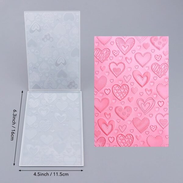 Love Heart Background 3D Embossing Folder for Card Making,Clear Plastic Texture Fades Embossing Folder Template for Scrapbooking and Other Paper Craft Album Stamps DIY Decoration