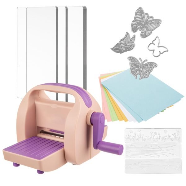 Mini Die Cutting & Embossing Machine by , 3 Inch Opening, Scrapbooking Starter Kit (Purple)