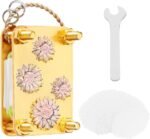 Micro Flower Press Kit Mini Flower Press with 20 Reusable Specimen Papers and Wrench Metal DIY Pressing Plant Preservation Set for Arts and Crafts Enthusiasts Lovers Gift(Sunflower)