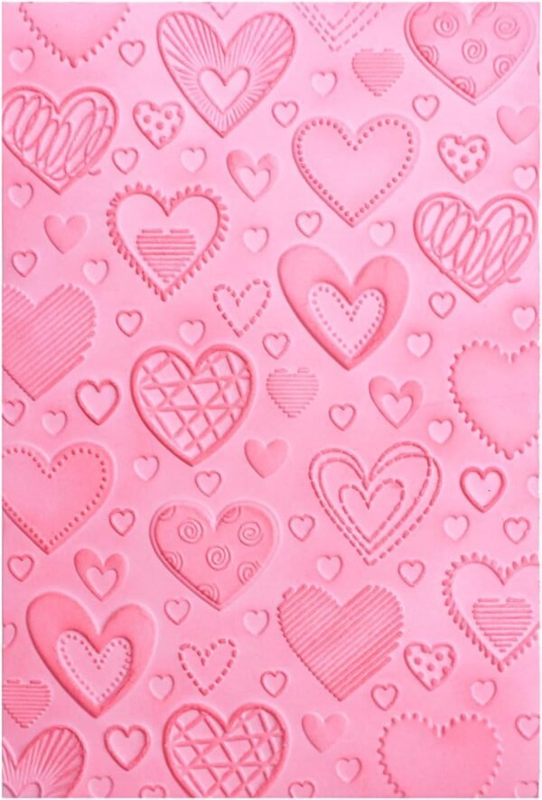 Love Heart Background 3D Embossing Folder for Card Making,Clear Plastic Texture Fades Embossing Folder Template for Scrapbooking and Other Paper Craft Album Stamps DIY Decoration