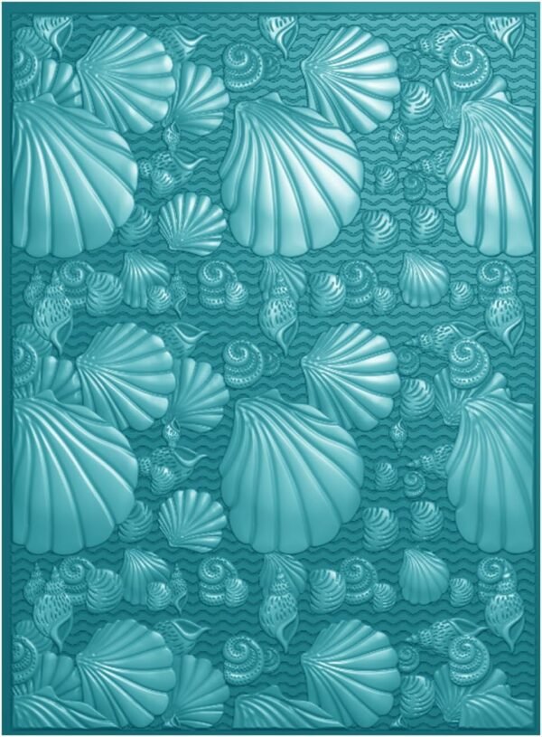 3D Embossing Folder for Card Making,Sea Shells Clear Plastic Texture Fades Embossing Folder Template for Scrapbooking and Other Paper Craft Album Stamps DIY Decoration