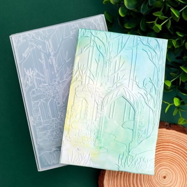 3D Embossing Folder for Card Making, Deep Forest, Castle Plastic Texture Fades Embossing Folder Template for Scrapbooking Cardstock Album DIY Decoration Paper Crafting 6.3x4.5inch