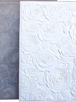 3D Roses Background Embossing Folders for Card Making, Rose Floral Texture Embossing Folder Template for DIY Paper Crafts Scrapbooking Polymer Clay Decoration
