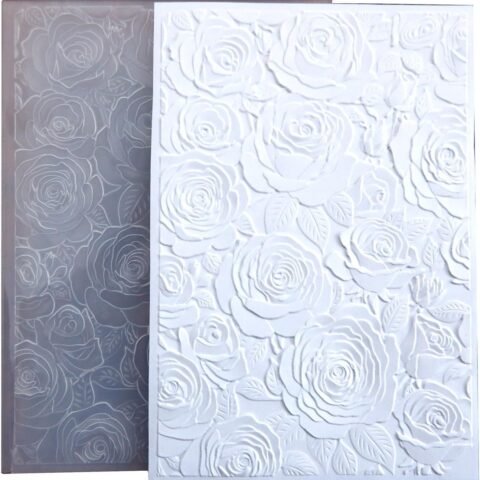 3D Roses Background Embossing Folders for Card Making, Rose Floral Texture Embossing Folder Template for DIY Paper Crafts Scrapbooking Polymer Clay Decoration