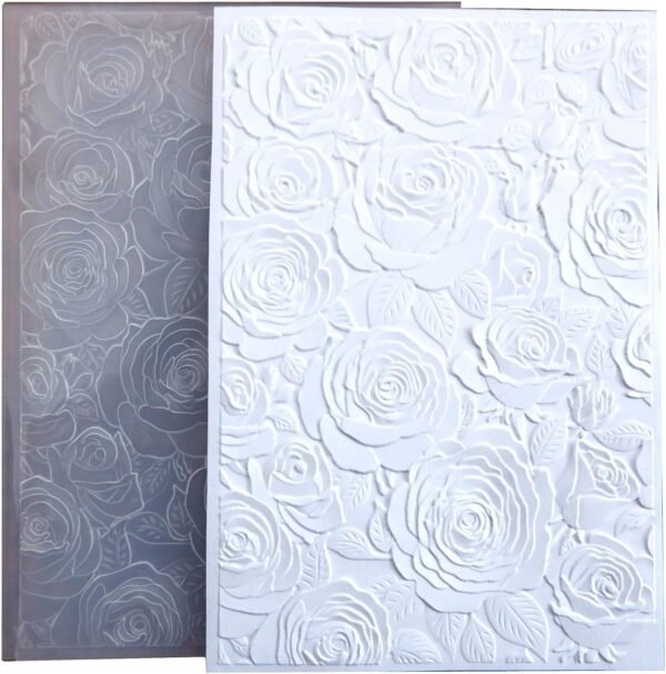 3D Roses Background Embossing Folders for Card Making, Rose Floral Texture Embossing Folder Template for DIY Paper Crafts Scrapbooking Polymer Clay Decoration