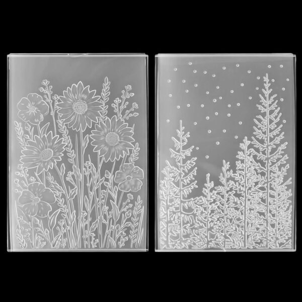 2pcs Embossing Folders, 4.5x6.3 Inch Textured Daisy Flower 3D Tree Woodland Background Plastic Embossing Folders for Card Making Scrapbooking Paper Crafts