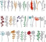 17 Pieces Wildflower Metal Cutting Dies 3D Flower Dies Flower Shape Embossing Scrapbooking Cuts Stencil Leaves Embossing Stencil for DIY Scrapbooking Card Making(Elegant Style)