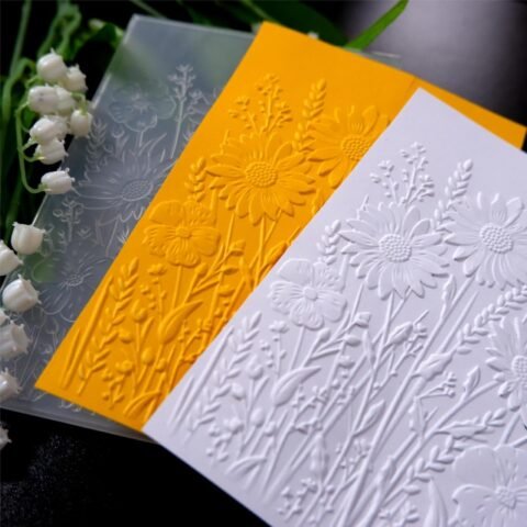 3D Wildflowers Textured Plastic Embossing Folders for Card Making or Journaling 3 d Daisy Flowers Embossing Folder for Gift Tag Paper Crafting Home Decoration