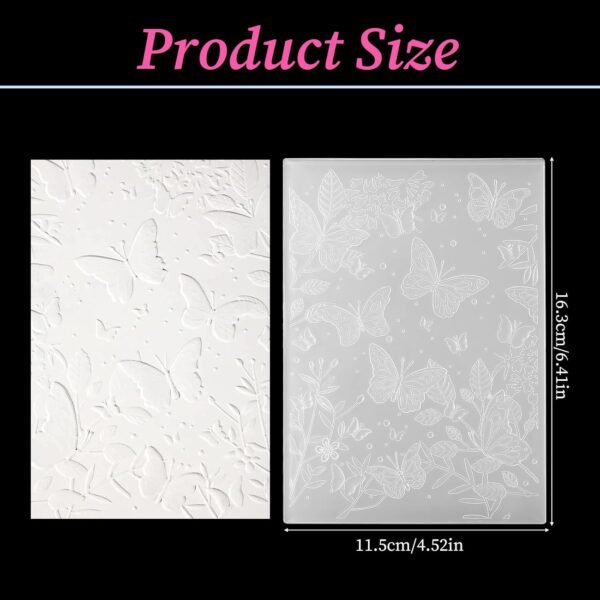 Butterflies 3D Embossing Folder 4 x 6-inch Leaves Background Plastic Embossing Folders Textured Flowers Leaves Embossed Template for Card Making Scrapbooking Paper Crafts