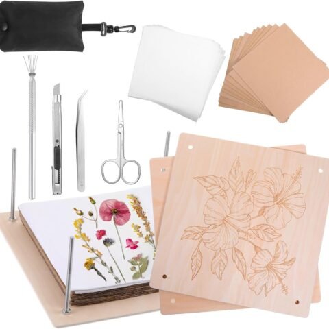 10 Layer 11" X 11" Wooden Press with Storage Bag, Extra Large Flower Pressing Kit, DIY Wood Flower Leaf Plant Press Kit Great Gift for Arts and Crafts