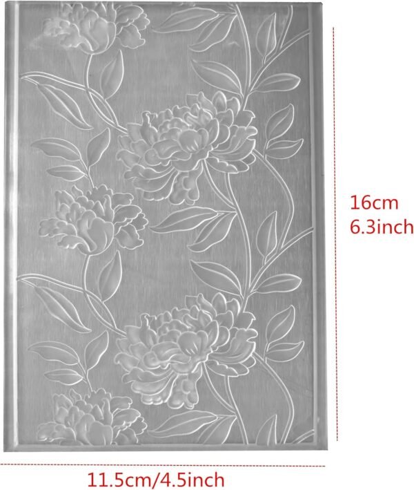 3D Peony Flowers Plastic Embossing Folders for Card Making or Journaling Blossom Embossing Folder for Paper Crafting