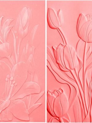 2 Pieces 3D Embossing Folder for Card Making Tulip and Lily Floral Textures Impressions Background Plastic Embossing Folders Template for DIY Scrapbooking and Other Paper Crafts Mother's Day Card Dec