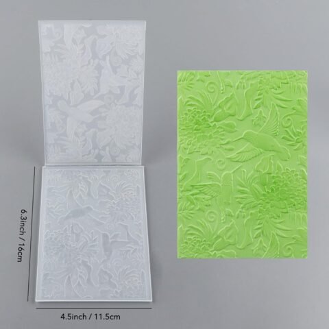 3D Embossing Folder for Card Making,Hummingbird and Flowers Clear Plastic Texture Fades Embossing Folder Template for Scrapbooking and Other Paper Craft Album Stamps DIY Decoration