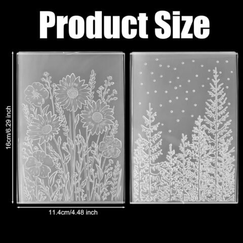 2pcs Embossing Folders, 4.5x6.3 Inch Textured Daisy Flower 3D Tree Woodland Background Plastic Embossing Folders for Card Making Scrapbooking Paper Crafts