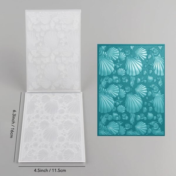 3D Embossing Folder for Card Making,Sea Shells Clear Plastic Texture Fades Embossing Folder Template for Scrapbooking and Other Paper Craft Album Stamps DIY Decoration
