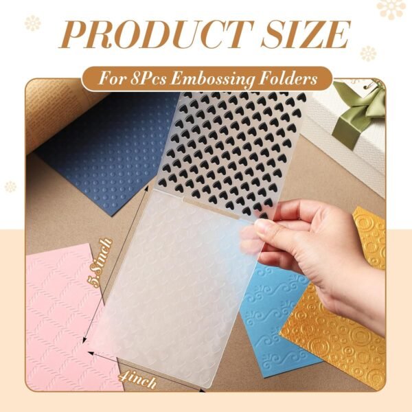 8 Pieces Embossing Folders Embossing Machine Template Paper Card Heart Folders for Card Making DIY Flower Scrapbook Photo Album Craft Decoration, 5.9 x 4.1 Inch(Classic Style)