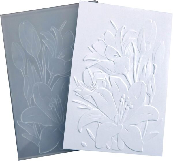 3D Lily Flowers Embossing Folders for Card Making, 3 d Floral Texture Embossing Folder Template for DIY Paper Crafting Scrapbooking Polymer Clay Decoration