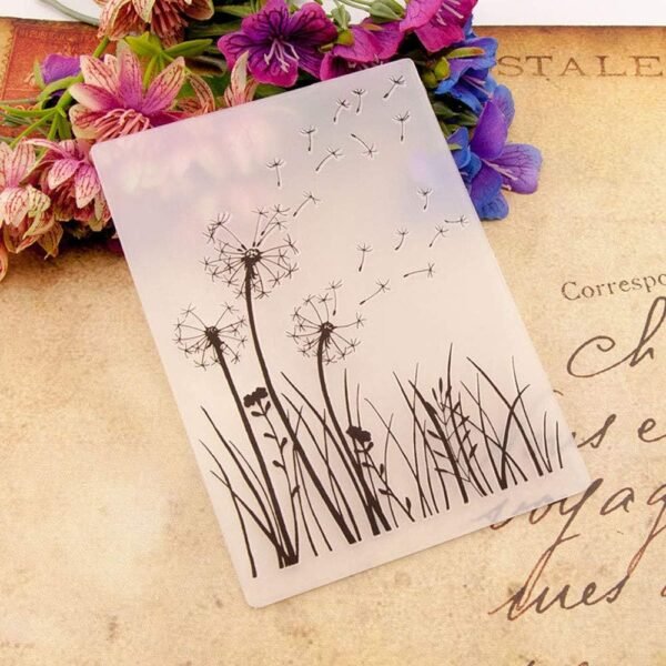 4.1 by 5.8 Inches Dandelion Flower Grass Dragonfly Plastic Embossing Folders for Scrapbooking Card Making Christmas Folders