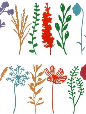17 Pieces Wildflower Metal Cutting Dies 3D Flower Dies Flower Shape Embossing Scrapbooking Cuts Stencil Leaves Embossing Stencil for DIY Scrapbooking Card Making(Elegant Style)