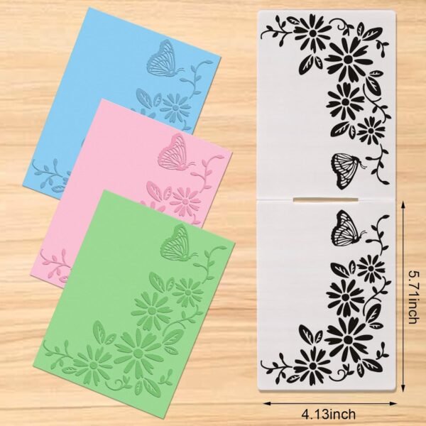 Butterfly Background Embossing Folder, Plastic Textured Impressions Butterfly Flower Embossing Folder Template for Card Making Spring Scrapbooking Paper Craft Album Stamps DIY Décor