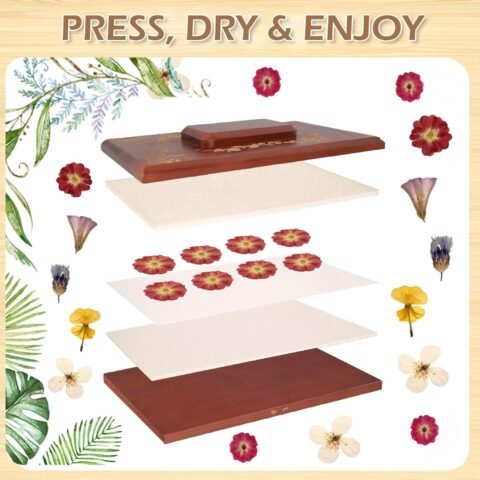 Large Flower Press Kit 11.6 * 7.9 inch Even Pressure Flower Pressing DIY Art & Craft Kit for Adults Dried Flower Leaf Paper Plant Preservation Kit Great Gifts for Plant and Crafts Lover