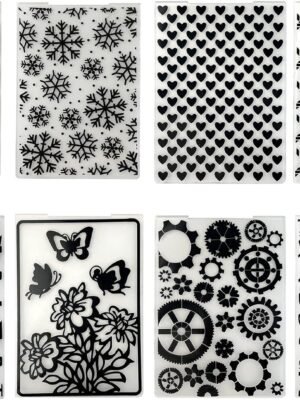 8 Pieces Embossing Folders DIY Craft Template Stencil Heart Embossing Machine Template Paper Card Gear Stripe Embossing Stencil for Card Making Flower Scrapbook Photo Album Craft Decoration