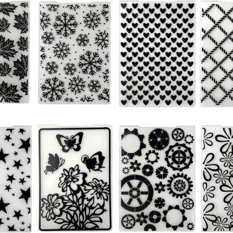 8 Pieces Embossing Folders DIY Craft Template Stencil Heart Embossing Machine Template Paper Card Gear Stripe Embossing Stencil for Card Making Flower Scrapbook Photo Album Craft Decoration
