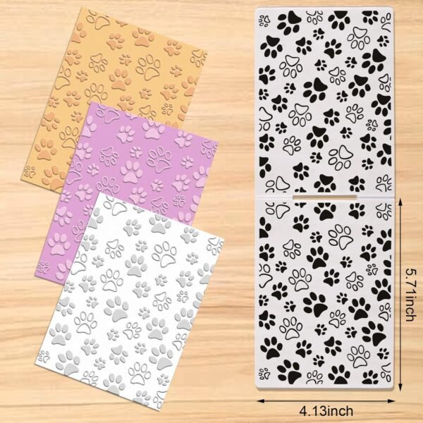 Background Embossing Folder, Plastic Textured Impressions Cute Dog Cat Footprint Embossing Folder Template for Card Making Dog Lovers Scrapbooking Paper Craft Album Stamps DIY Décor