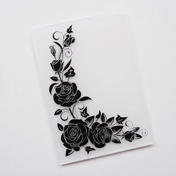 Rose Vine Corner Embossing Folders for Card Making, Roses Embossing Folder Template for DIY Paper Crafts Scrapbooking Polymer Clay Decoration