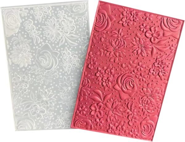 3D Roses Embossing Folders for Card Making,Rose Flowers Texture Plastic Embossing Folder Template for DIY Paper Crafting Scrapbooking Polymer Clay Decoration