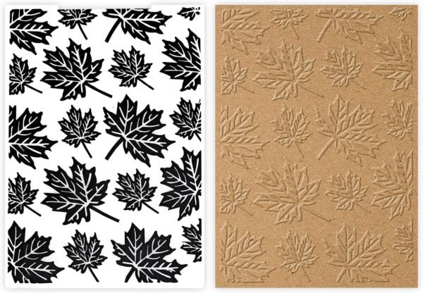 Embossing Folder, 5.8x4 Inch Plastic Embossing Folders for Card Making, Embossing Machine Template for Scrapbook Paper Craft Album Stamps DIY Décor (Maple Leaf Style)