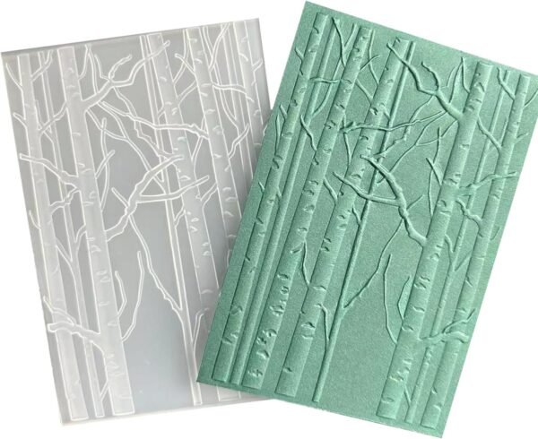 3D Woodland Embossing Folders for Card Making, Birch Tree Background Texture Embossing Folder Template for DIY Paper Crafts Scrapbooking Polymer Clay Decoration