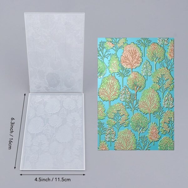 3D Embossing Folder for Card Making,Forest TreesTheme Clear Plastic Texture Fades Embossing Folder Template for Scrapbooking and Other Paper Craft Album Stamps DIY Decoration
